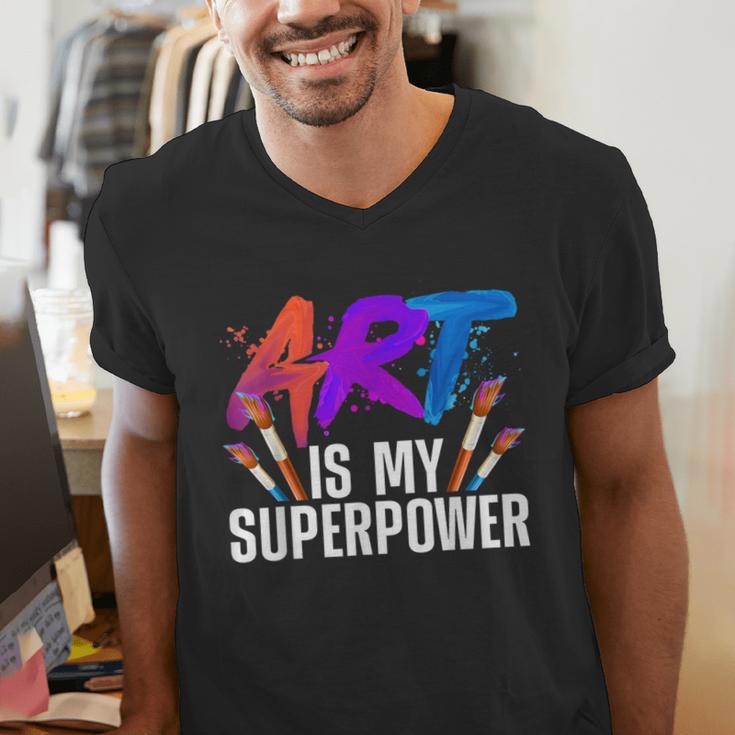 Cool Art For Men Women Art Teacher Artist Painter Superpower Men's V-Neck T-Shirt, funny gift