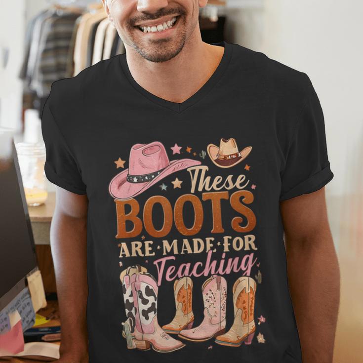 Cowboy Teacher These Boots Are Made-For Teaching School Men's V-Neck T-Shirt, funny gift Cowboy Teacher These Boots Are Made-For Teaching School Men's V-Neck T-Shirt, funny gift