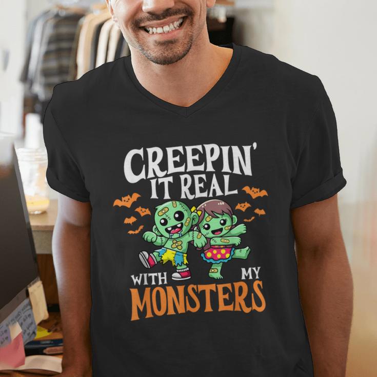 Creepin It Real Monster School Teacher Principal Halloween Men's V-Neck T-Shirt, funny gift Creepin It Real Monster School Teacher Principal Halloween Men's V-Neck T-Shirt, funny gift