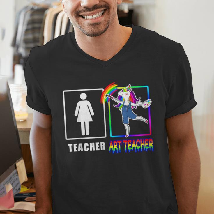 Cute Art Teacher Magical Dabbing Unicorn Artist Men's V-Neck T-Shirt, funny gift Cute Art Teacher Magical Dabbing Unicorn Artist Men's V-Neck T-Shirt, funny gift