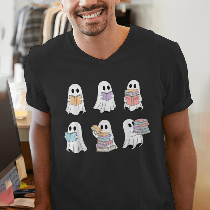 Cute Boo Ghost Reading Books Halloween Librarian Teacher Kid Men's V-Neck T-Shirt, funny gift Cute Boo Ghost Reading Books Halloween Librarian Teacher Kid Men's V-Neck T-Shirt, funny gift
