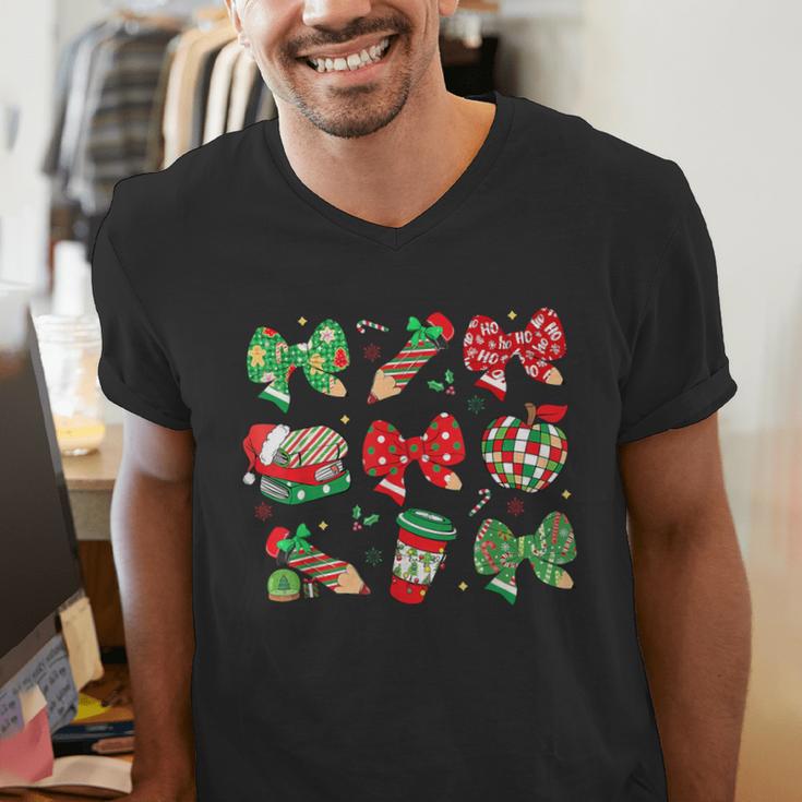 Cute Coquette Pencil Bow Christmas School Teacher Student Men's V-Neck T-Shirt, funny gift Cute Coquette Pencil Bow Christmas School Teacher Student Men's V-Neck T-Shirt, funny gift