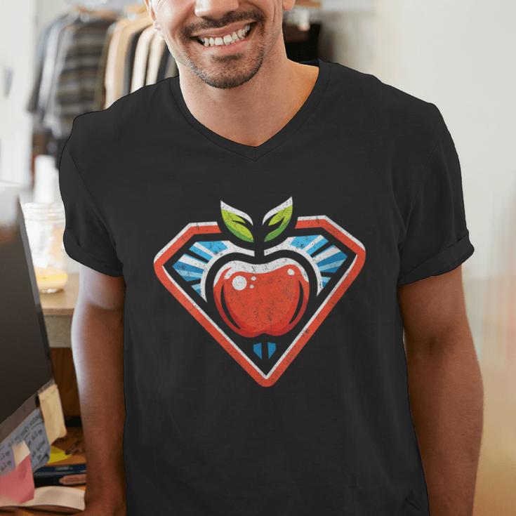 Cute Distressed Super Teacher Superhero Apple Men's V-Neck T-Shirt, Super Teacher Shirts, funny gift Cute Distressed Super Teacher Superhero Apple Men's V-Neck T-Shirt, Super Teacher Shirts, funny gift