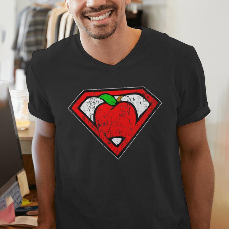 Cute Distressed Super Teacher Superhero Apple Shirt Men's V-Neck T-Shirt, Super Teacher Shirts, funny gift Cute Distressed Super Teacher Superhero Apple Shirt Men's V-Neck T-Shirt, Super Teacher Shirts, funny gift
