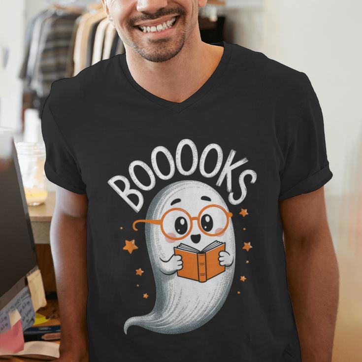 Cute Ghost Book Reading Halloween Teacher Men's V-Neck T-Shirt, funny gift Cute Ghost Book Reading Halloween Teacher Men's V-Neck T-Shirt, funny gift