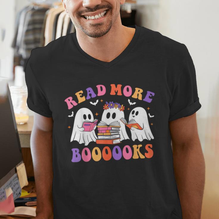 Cute Ghost Read More Books Lover Teacher Halloween Costume Men's V-Neck T-Shirt, funny gift