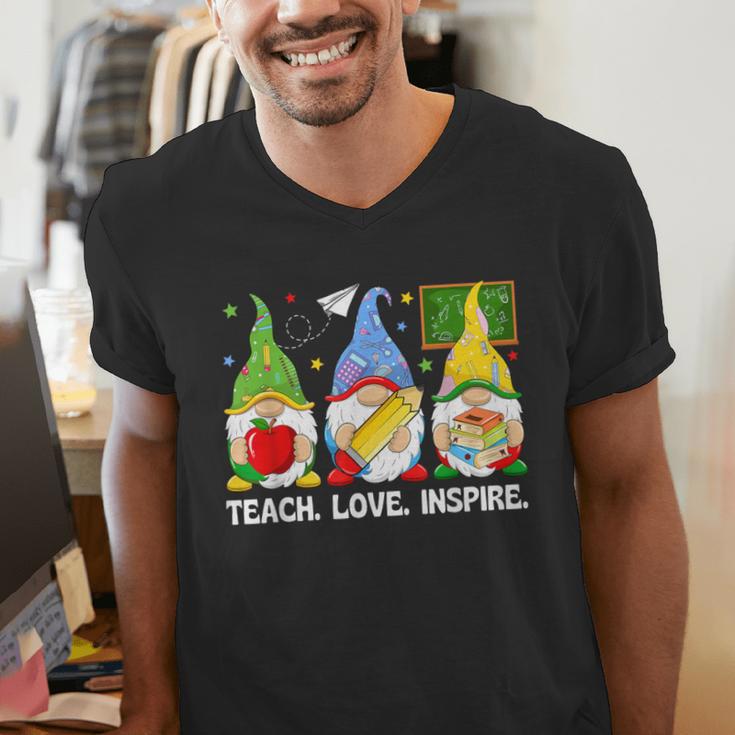 Cute Gnomes Teach Love And Inspire Back To School Teacher Men's V-Neck T-Shirt, funny gift Cute Gnomes Teach Love And Inspire Back To School Teacher Men's V-Neck T-Shirt, funny gift