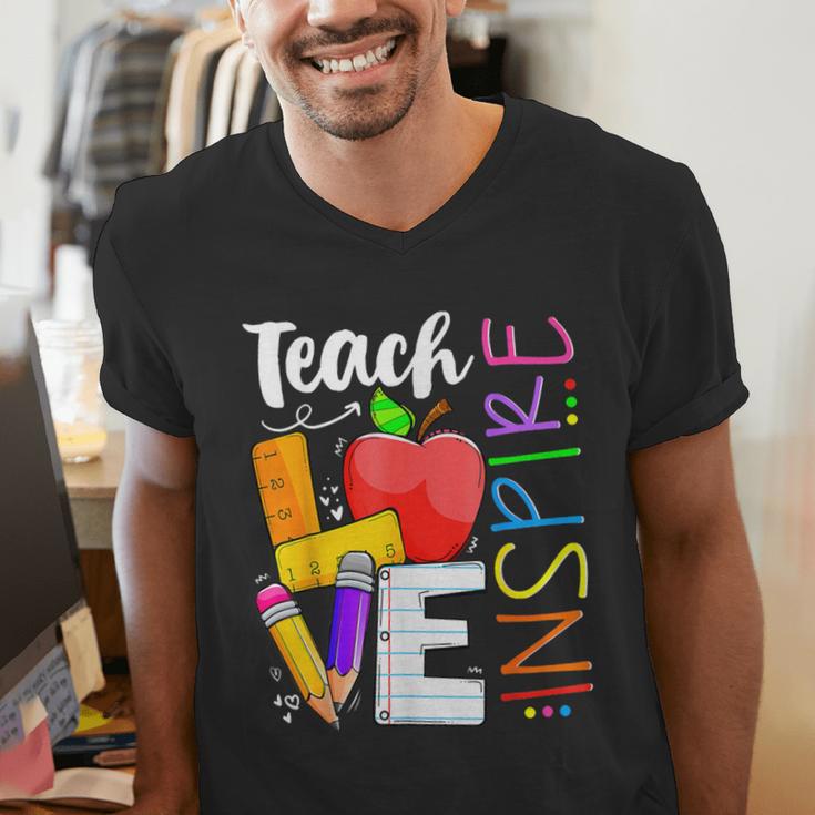Cute Teach Love And Inspire Men Women Teacher Men's V-Neck T-Shirt, funny gift