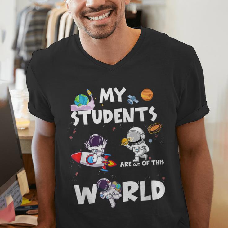 Cute Teacher My Students Are Out-Of This World Space Men's V-Neck T-Shirt, funny gift Cute Teacher My Students Are Out-Of This World Space Men's V-Neck T-Shirt, funny gift
