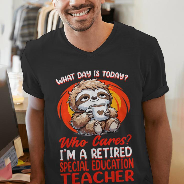 What Day Is Today Retired Special Education Teacher Men's V-Neck T-Shirt, funny gift What Day Is Today Retired Special Education Teacher Men's V-Neck T-Shirt, funny gift