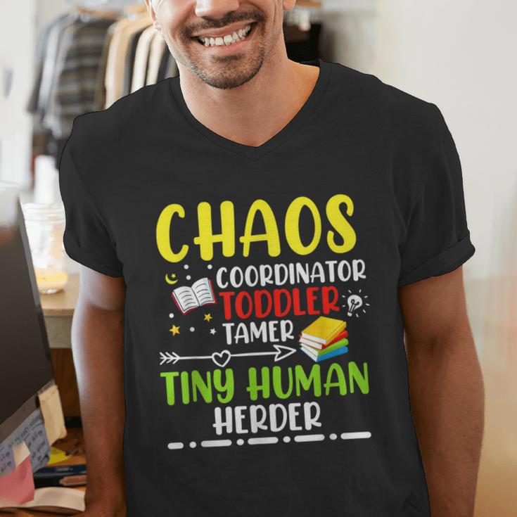 Daycare Teacher School Chaos Coordinator Toddler Tamer For Men Women Kids Men's V-Neck T-Shirt, funny gift