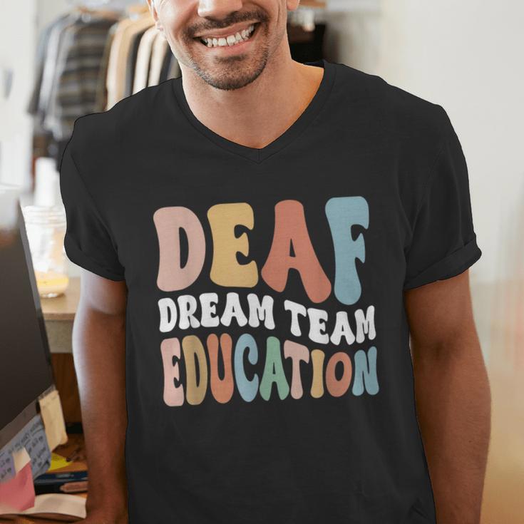 Deaf Dream Team Education Deaf Education Teacher Men's V-Neck T-Shirt, funny gift Deaf Dream Team Education Deaf Education Teacher Men's V-Neck T-Shirt, funny gift