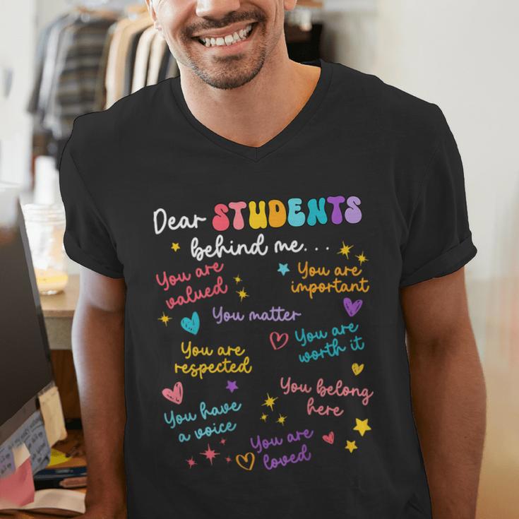 Dear Student Behind Me Teacher Appreciation Back To School Men's V-Neck T-Shirt, funny gift Dear Student Behind Me Teacher Appreciation Back To School Men's V-Neck T-Shirt, funny gift