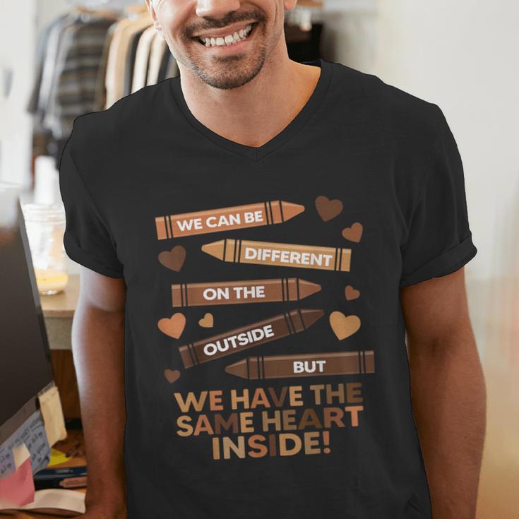 We Can Be Different On The Outside Melanin Teacher Men Women Kids Men's V-Neck T-Shirt, funny gift