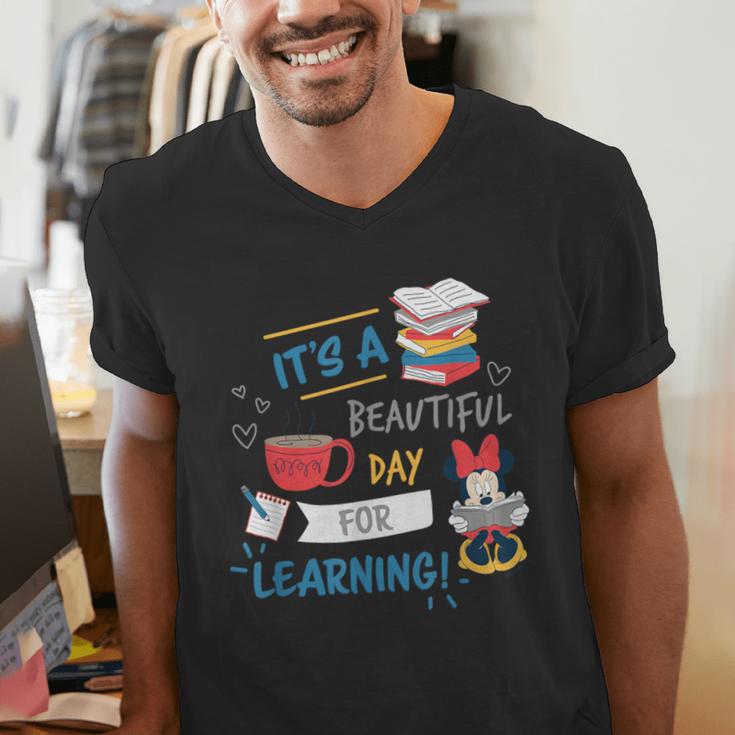 Disney Minnie Mouse Beautiful Day For Learning Teacher's Day Men's V-Neck T-Shirt, funny gift Disney Minnie Mouse Beautiful Day For Learning Teacher's Day Men's V-Neck T-Shirt, funny gift