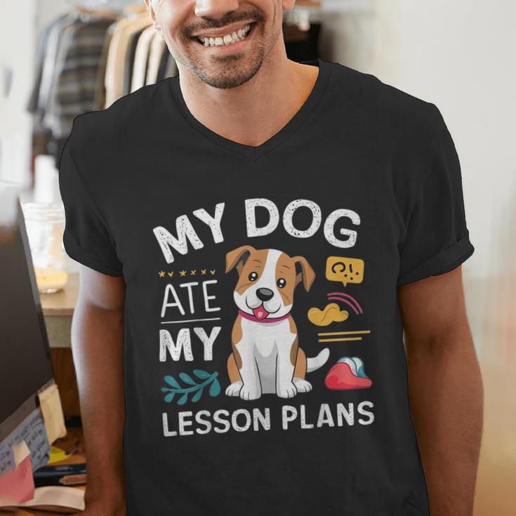 My Dog Ate My Lesson Plan Teacher Back To School Men's V-Neck T-Shirt, funny gift