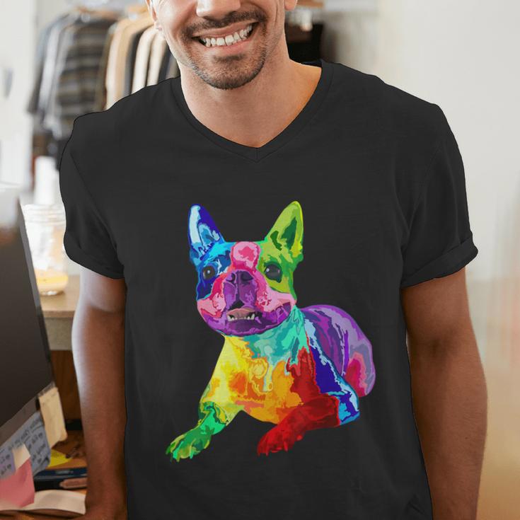 Dog Lover Boston Terrier Dog Colorful Boston Terrier Men Women Kids Men's V-Neck T-Shirt, funny gift