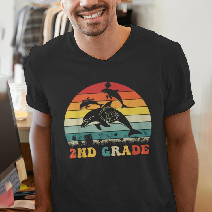 Dolphin Second Grade Back To School Teacher Student Men's V-Neck T-Shirt, funny gift Dolphin Second Grade Back To School Teacher Student Men's V-Neck T-Shirt, funny gift