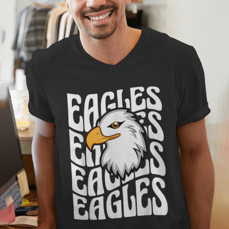 Eagles School Sports Fan Team Spirit Teacher Parent Student Men's V-Neck T-Shirt, funny gift