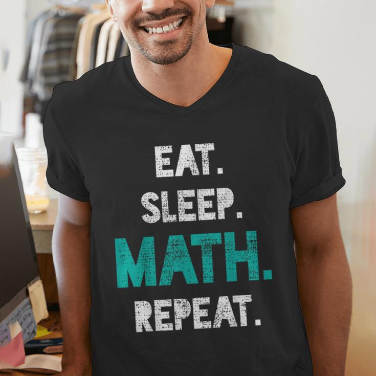 Eat Sleep Math Repeat Math Teacher Men Women Girls Kids Men's V-Neck T-Shirt, funny gift