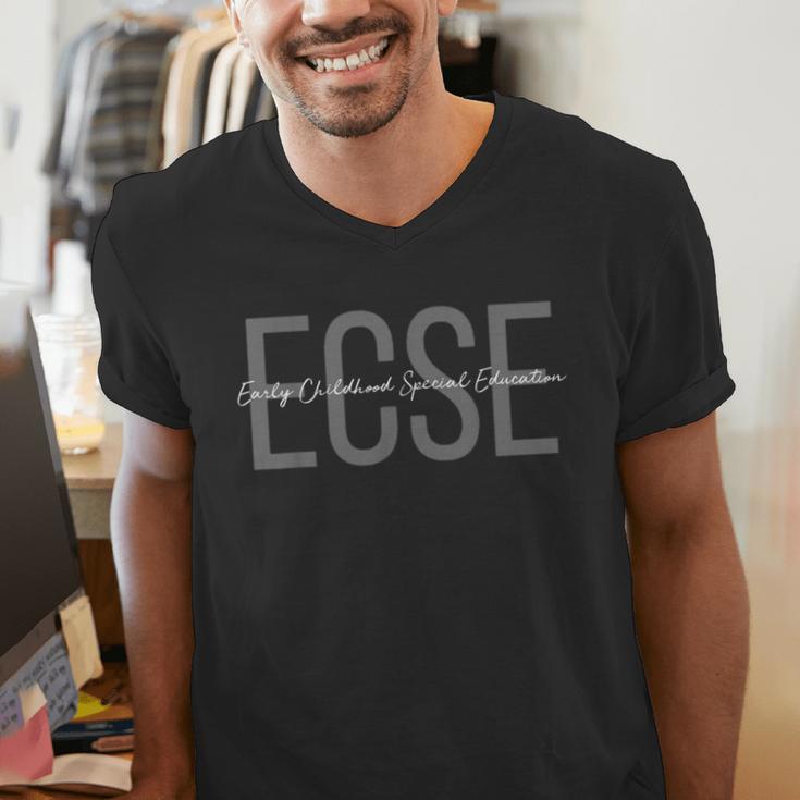 ECSE Early Childhood Teacher Special Education Men's V-Neck T-Shirt, funny gift ECSE Early Childhood Teacher Special Education Men's V-Neck T-Shirt, funny gift