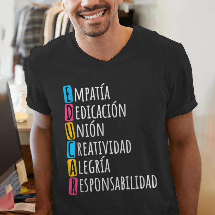 Educar Bilingual Spanish Teacher Men's V-Neck T-Shirt, funny gift