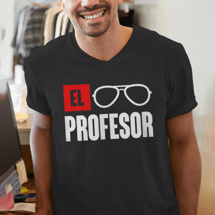 El Professor Money Costume Profesor Glasses Men Teacher Gift Men's V-Neck T-Shirt, funny gift El Professor Money Costume Profesor Glasses Men Teacher Gift Men's V-Neck T-Shirt, funny gift