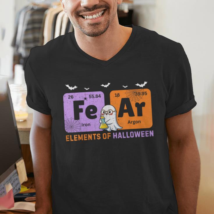 Elements Of Halloween Fear Periodically Chemistry Teacher Men's V-Neck T-Shirt, funny gift