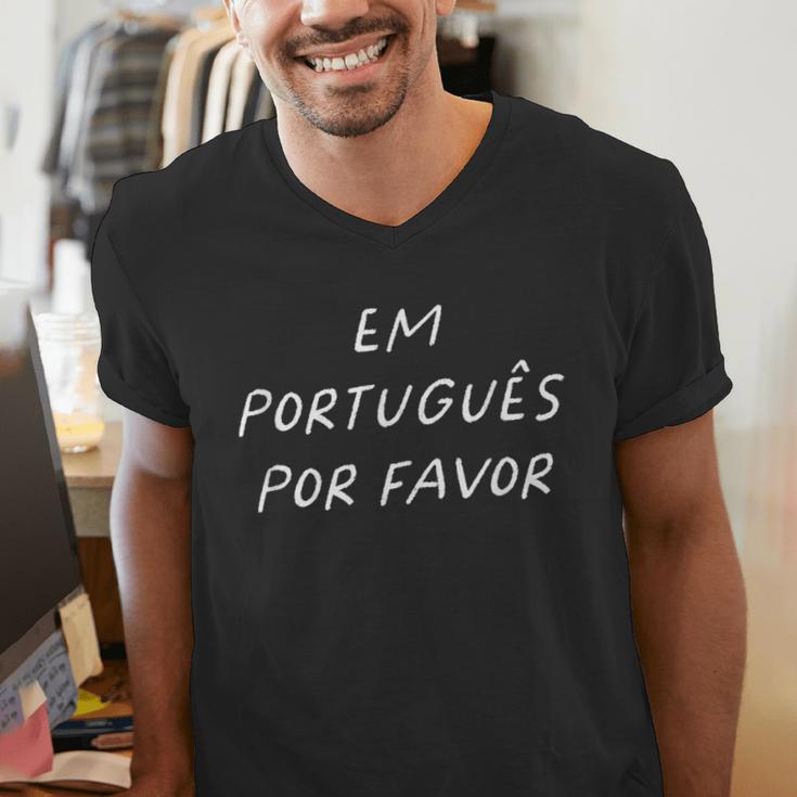 Em Português Por Favor Portuguese Teacher Brazil Men's V-Neck T-Shirt, funny gift Em Português Por Favor Portuguese Teacher Brazil Men's V-Neck T-Shirt, funny gift