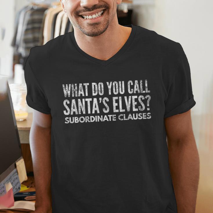 English Teacher About Grammar And Christmas Men's V-Neck T-Shirt, English Teacher Shirts, funny gift
