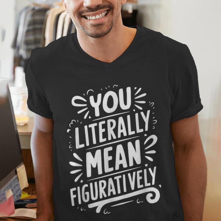English Teacher Grammar Police Language Nerd You Literally Mean Figuratively V-Neck Modern Short Sleeve Small Men's V-Neck T-Shirt, English Teacher Shirts, funny gift English Teacher Grammar Police Language Nerd You Literally Mean Figuratively V-Neck Modern Short Sleeve Small Men's V-Neck T-Shirt, English Teacher Shirts, funny gift
