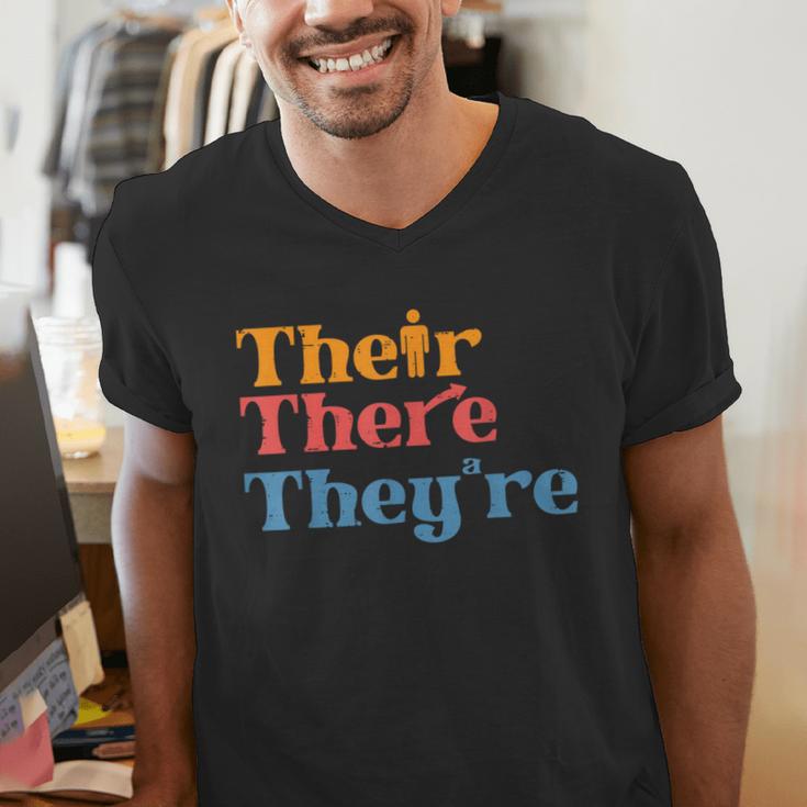 English Teacher Their There Theyre Grammar Men Women Men's V-Neck T-Shirt, English Teacher Shirts, funny gift