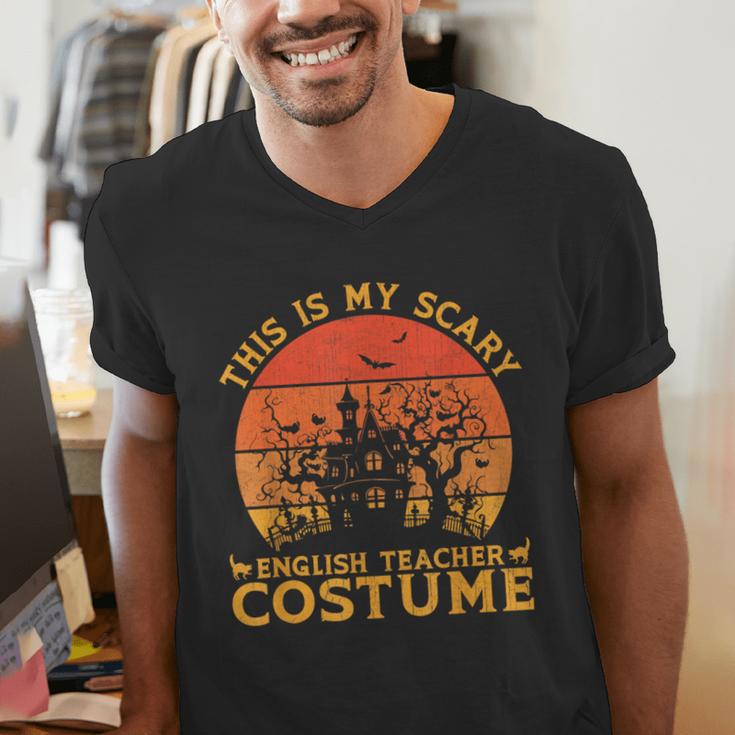 English Teacher Matching This Is My Scary Halloween Costume Men's V-Neck T-Shirt, English Teacher Shirts, funny gift