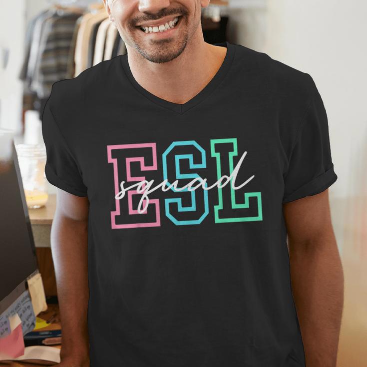 ESL Squad Teacher English As A Second Language Men's V-Neck T-Shirt, Esl Teacher Shirts, English Teacher Shirts, funny gift ESL Squad Teacher English As A Second Language Men's V-Neck T-Shirt, Esl Teacher Shirts, English Teacher Shirts, funny gift