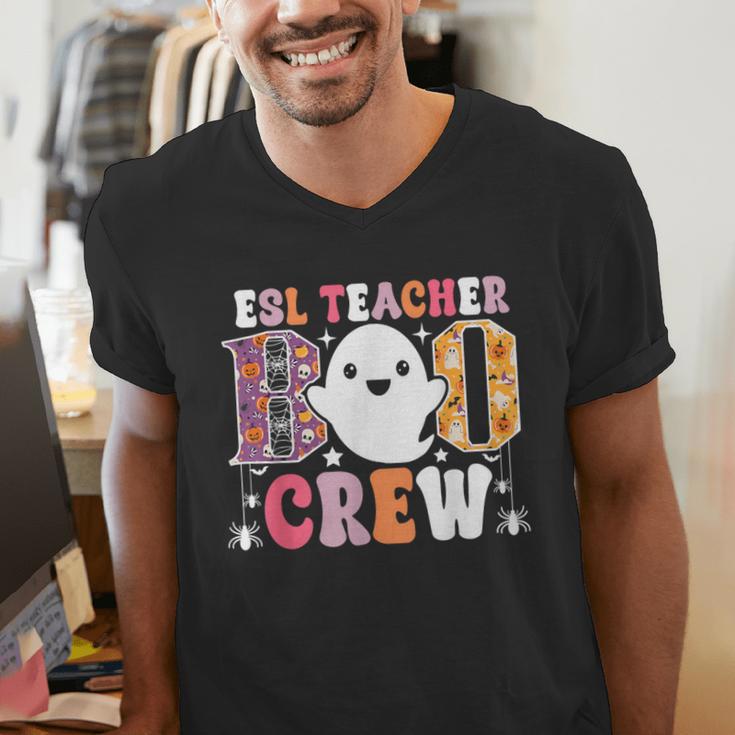 ESL Teacher Boo Crew Halloween Costume Men's V-Neck T-Shirt, Esl Teacher Shirts, funny gift