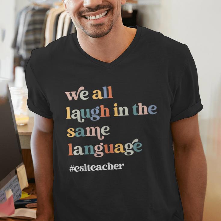 ESL Teacher ESOL Student Cute Retro Back To School First Day Men's V-Neck T-Shirt, Esl Teacher Shirts, funny gift ESL Teacher ESOL Student Cute Retro Back To School First Day Men's V-Neck T-Shirt, Esl Teacher Shirts, funny gift