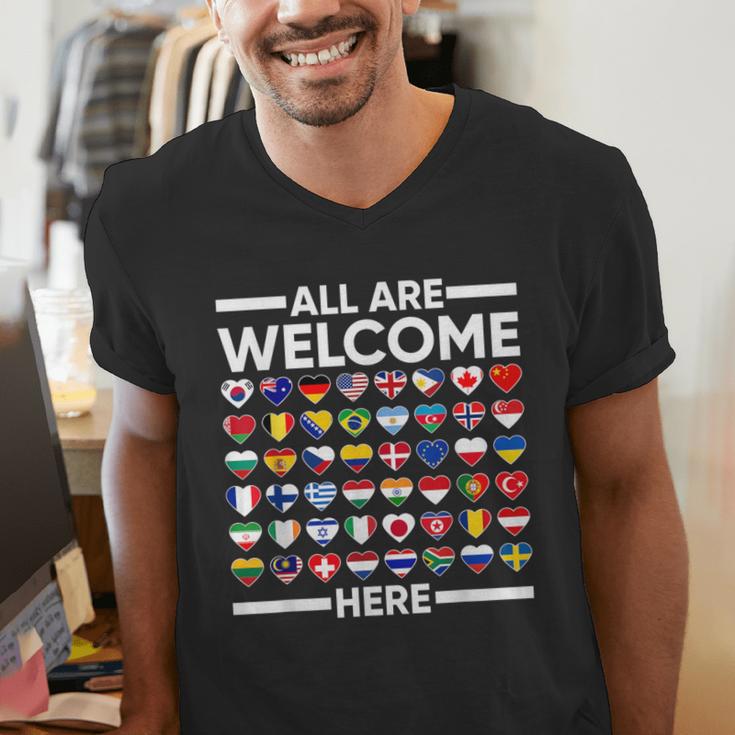 ESL Teacher All Are Welcome Here For Worlds Virtual Teachers Men's V-Neck T-Shirt, Esl Teacher Shirts, funny gift