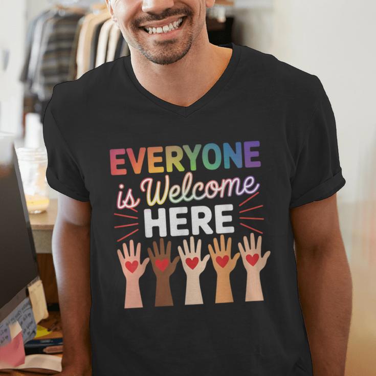 Everyone Is Welcome Here Shirt Teacher Men's V-Neck T-Shirt, funny gift Everyone Is Welcome Here Shirt Teacher Men's V-Neck T-Shirt, funny gift