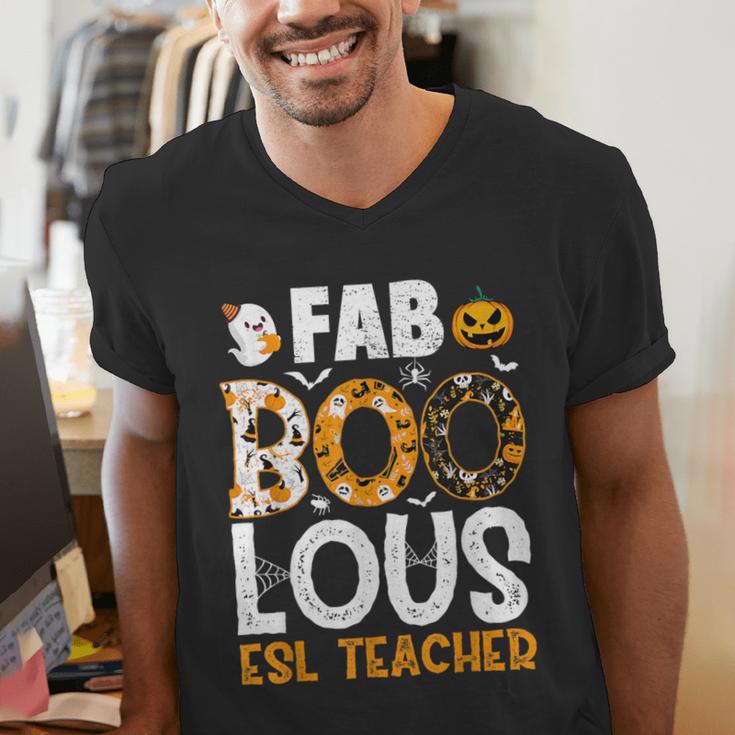 Faboolous ESL ESOL Teacher Spooky Teacher Halloween Costume For Men Women Men's V-Neck T-Shirt, Esl Teacher Shirts, funny gift