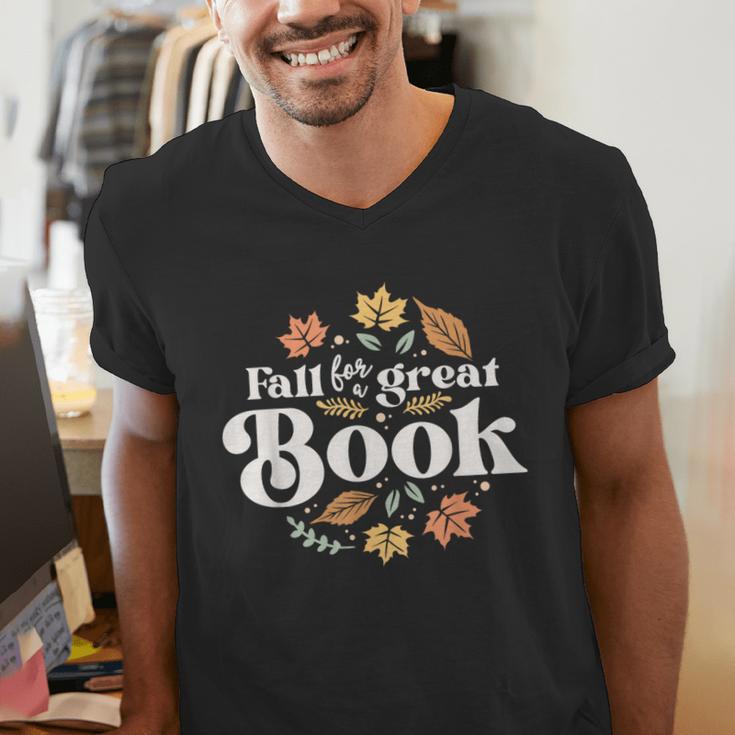 Fall For A Great Book Reading Librarian Autumn Teacher Men's V-Neck T-Shirt, funny gift Fall For A Great Book Reading Librarian Autumn Teacher Men's V-Neck T-Shirt, funny gift