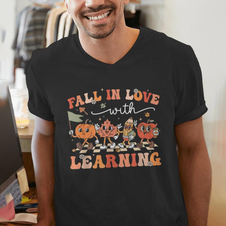 Fall In Love With Learning Autumn Teacher Thanksgiving Men's V-Neck T-Shirt, funny gift Fall In Love With Learning Autumn Teacher Thanksgiving Men's V-Neck T-Shirt, funny gift