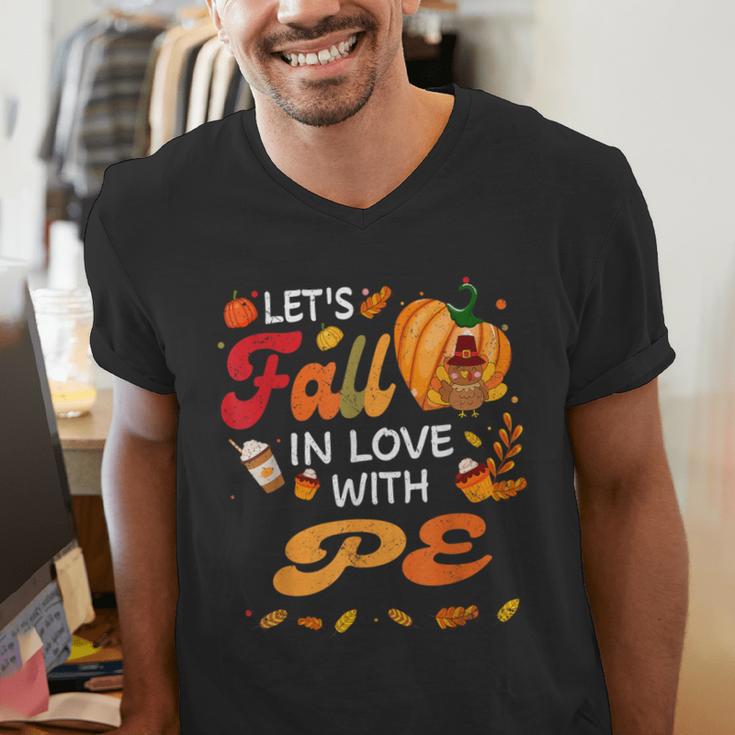 Lets Fall In Love With PE Teacher Thanksgiving Men's V-Neck T-Shirt, Pe Teacher Shirts, funny gift Lets Fall In Love With PE Teacher Thanksgiving Men's V-Neck T-Shirt, Pe Teacher Shirts, funny gift