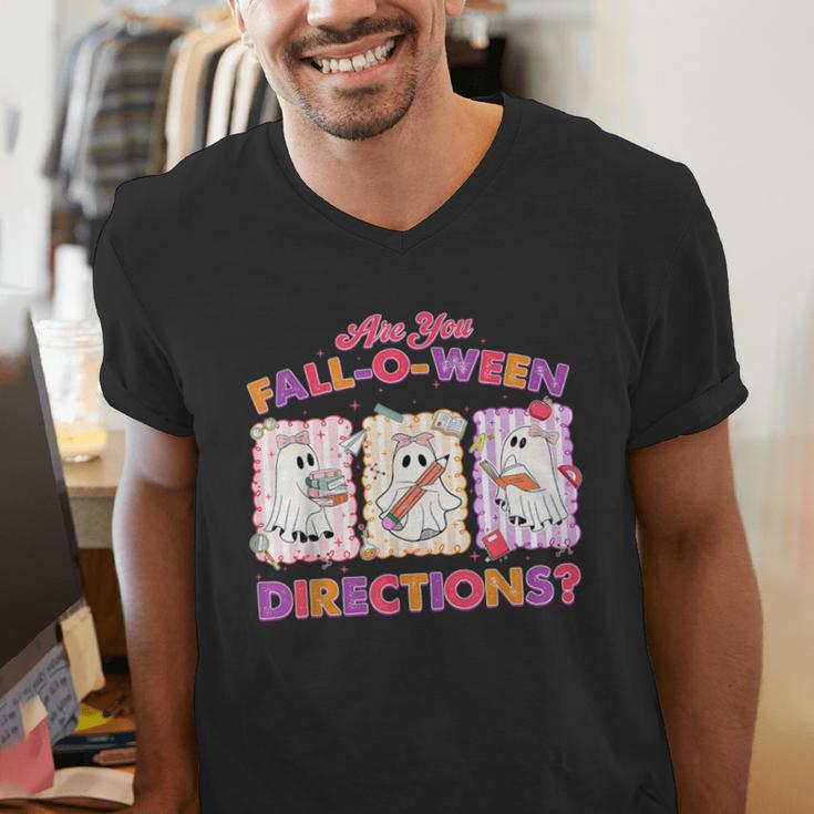 Are You Fall-O-Ween Directions Halloween Teacher Ghost Men's V-Neck T-Shirt, funny gift Are You Fall-O-Ween Directions Halloween Teacher Ghost Men's V-Neck T-Shirt, funny gift