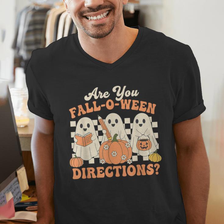 Are You Fall O Ween Directions Halloween Teacher Men's V-Neck T-Shirt, funny gift