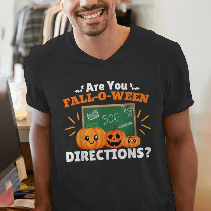 Are You Fall O Ween Directions Halloween Teacher Retro Men's V-Neck T-Shirt, funny gift Are You Fall O Ween Directions Halloween Teacher Retro Men's V-Neck T-Shirt, funny gift