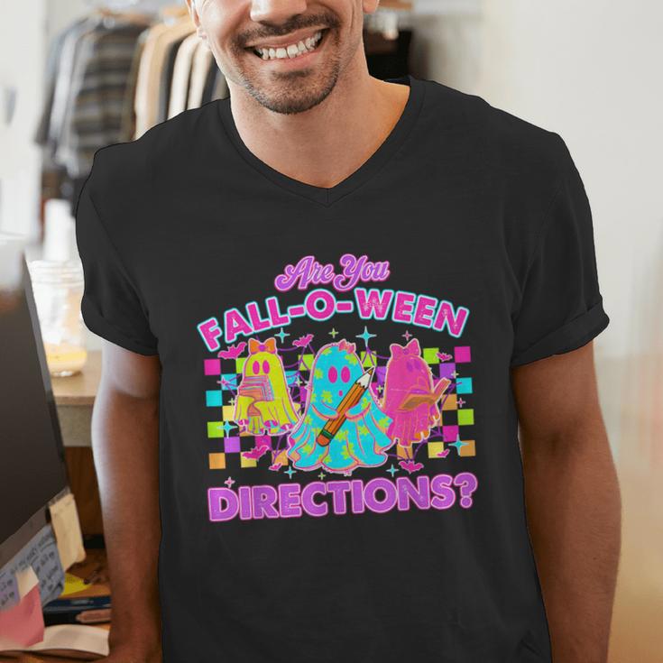 Are You Fall-O-Ween Directions Teacher Ghost Halloween Men's V-Neck T-Shirt, funny gift Are You Fall-O-Ween Directions Teacher Ghost Halloween Men's V-Neck T-Shirt, funny gift