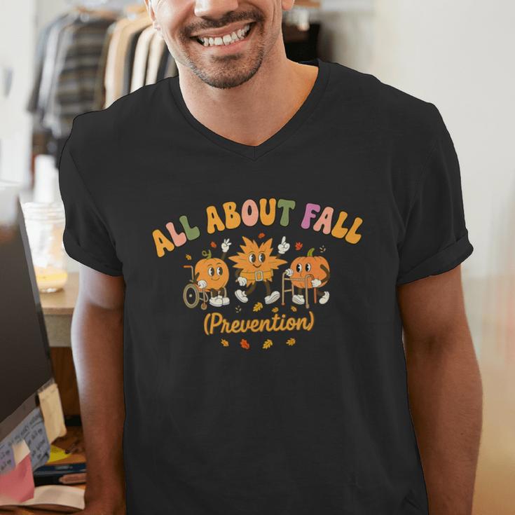 All About Fall Prevention Therapy SPED Teacher Thanksgiving Men's V-Neck T-Shirt, funny gift All About Fall Prevention Therapy SPED Teacher Thanksgiving Men's V-Neck T-Shirt, funny gift