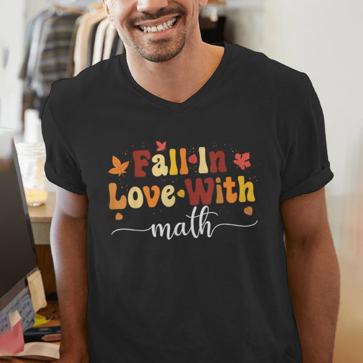 Fall Teacher Fall In Love With Math Math Thanksgiving Men's V-Neck T-Shirt, funny gift