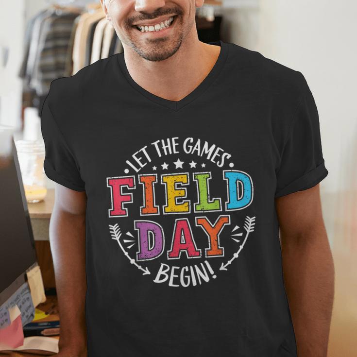 Field Day 2024 Let The Games Begin Teacher Kids Girls Boys Men's V-Neck T-Shirt, funny gift Field Day 2024 Let The Games Begin Teacher Kids Girls Boys Men's V-Neck T-Shirt, funny gift