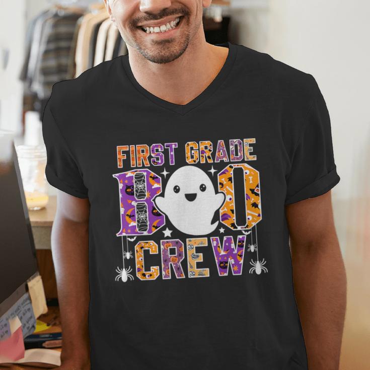 First Grade Boo Crew Teacher Student Halloween Costume Men's V-Neck T-Shirt, First Grade Teacher Shirts, funny gift First Grade Boo Crew Teacher Student Halloween Costume Men's V-Neck T-Shirt, First Grade Teacher Shirts, funny gift
